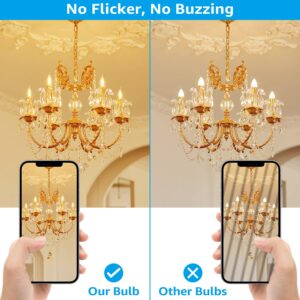 TORCHSTAR Dimmable E26 LED Candelabra Bulbs, C35 LED Chandelier Light Bulb, UL Listed, 2200K Amber Warm, 4.5W(40W Eqv.), 350lm, Ceiling Fan Light Bulbs, Damp Location, 2 Years Warranty, Pack of 6