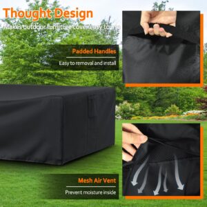 STARTWO Patio Furniture Covers, Waterproof Heavy Duty 500D Outdoor Sectional Sofa Cover, 126x64x28in, Patio Cover for Outdoor Furniture with Windproof Buckles, Patio Table and Chair Set Cover, Black