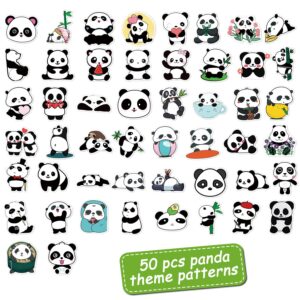 50 Pack Panda Cupcake Topper Panda Birthday Cake Decoration Cute Panda Themed Stickers (2 in 1) Baby Shower Kids Birthday Wedding Party Supplies