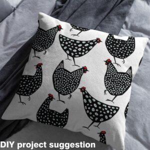 Cute Chicken Fabric by The Yard Cartoon Lovely Black Farm Animal Decorative Fabric for Kids Teens Rustic Farmhouse Style Fabric for DIY Upholstery and Home Accents 1 Yard