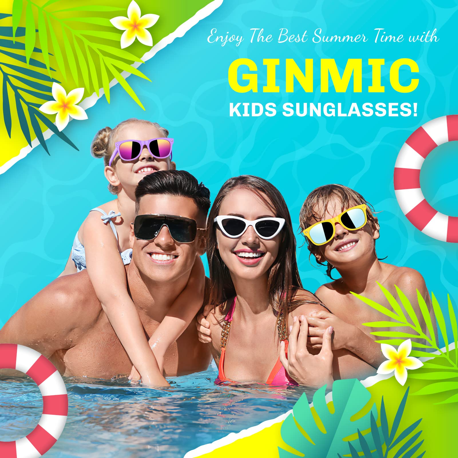 GINMIC Kids sunglasses bulk, Kids Sunglasses Party Favor, 24Pack Neon Sunglasses with UV400 Protection for Kids, Boys and Girls Age 3-8, Goody Bag Favors, Great Gift for Pool, Birthday Party Supplies