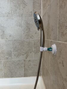 shower head holder white | handheld shower head holder | vacuum suction shower head holder | adjust shower head height for kids, pets, or shaving legs | shower head holder wall mount