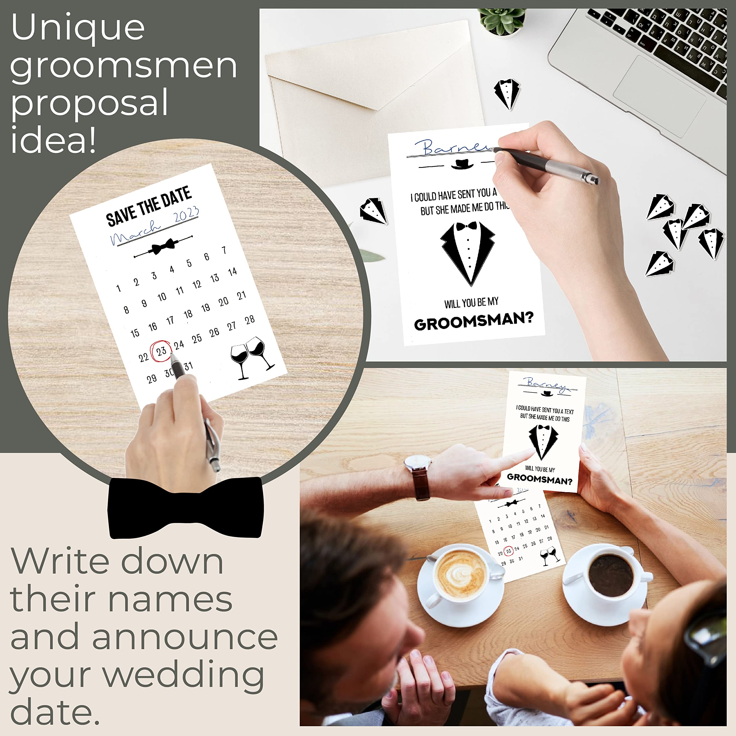 STOFINITY 10 Groomsmen Proposal Cards Set - 8 Will You Be My Groomsman Proposal Gifts for Wedding, 2 Best Man Proposal Gifts, Funny Asking Groomsman Card, Suit Up Groomsmen Gift Box Invitation Ideas