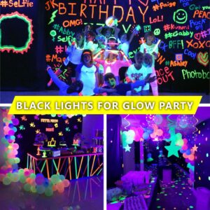 Gonhom 2 Pack A19 LED Black Light Bulbs,Dimmable 9W Blacklight Bulb(100W Equivalent), E26 Base 110V, UVA Level 385-400nm, Glow in The Dark for Black Lights Party, Body Paint, Neon Glow, Art Posters