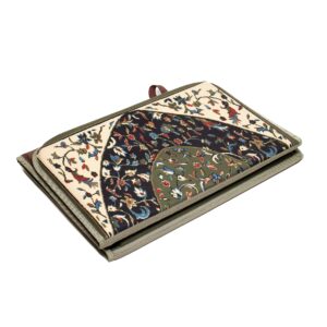 ABDEEZ Exclusive Foldable Prayer Mat with Backrest, Flannel Fabric | Extra Padding for Comfort | Easy to Carry | Janamaz, Sajadah | Ramadan/Eid Gift, Perfect Muslim Gift (Earth Green)