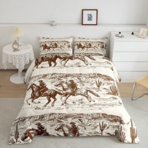 erosebridal western comforter set twin size cowboy bedding set american wild west desert hand drawn illustration down comforter country theme bedroom decor duvet set for boys men teens