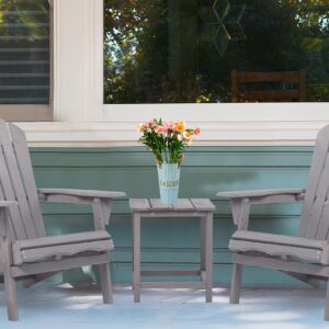 Mederra Wooden Folding Adirondack Chair Set of 2, Half Pre-Assembled Lounge Chair for Outdoor Patio Garden Backyard Deck Pool Beach, Grey