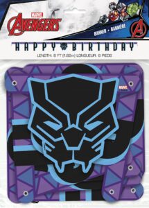 happy birthday' multicolor paper jointed banner (pack of 1) - 6 ft. - vibrant black panther design, perfect party decor for wakanda - themed events, celebrations, & more