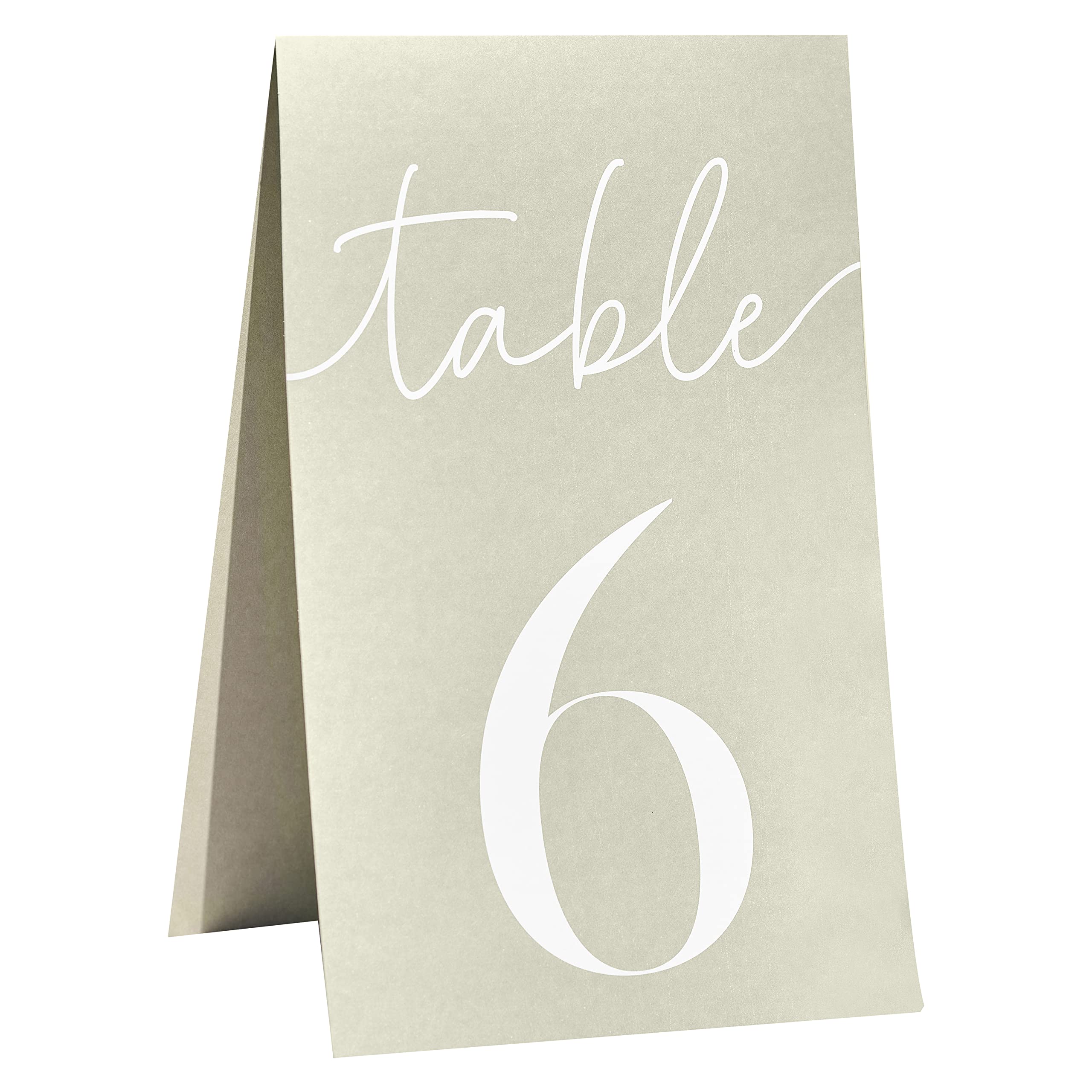 Ginger Ray Sage Card Wedding Table Numbers Pack of 12, Green