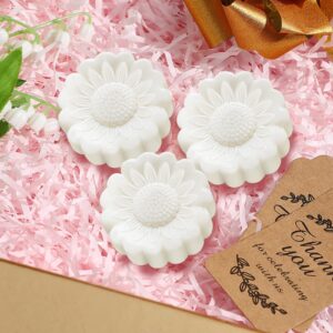 48 Set Sunflower Style Mini Soap for Wedding Party Favors Bridal Shower Baby Shower Guests Gifts Cute Handmade Soap with Thank You Card and Organza Bags(White)