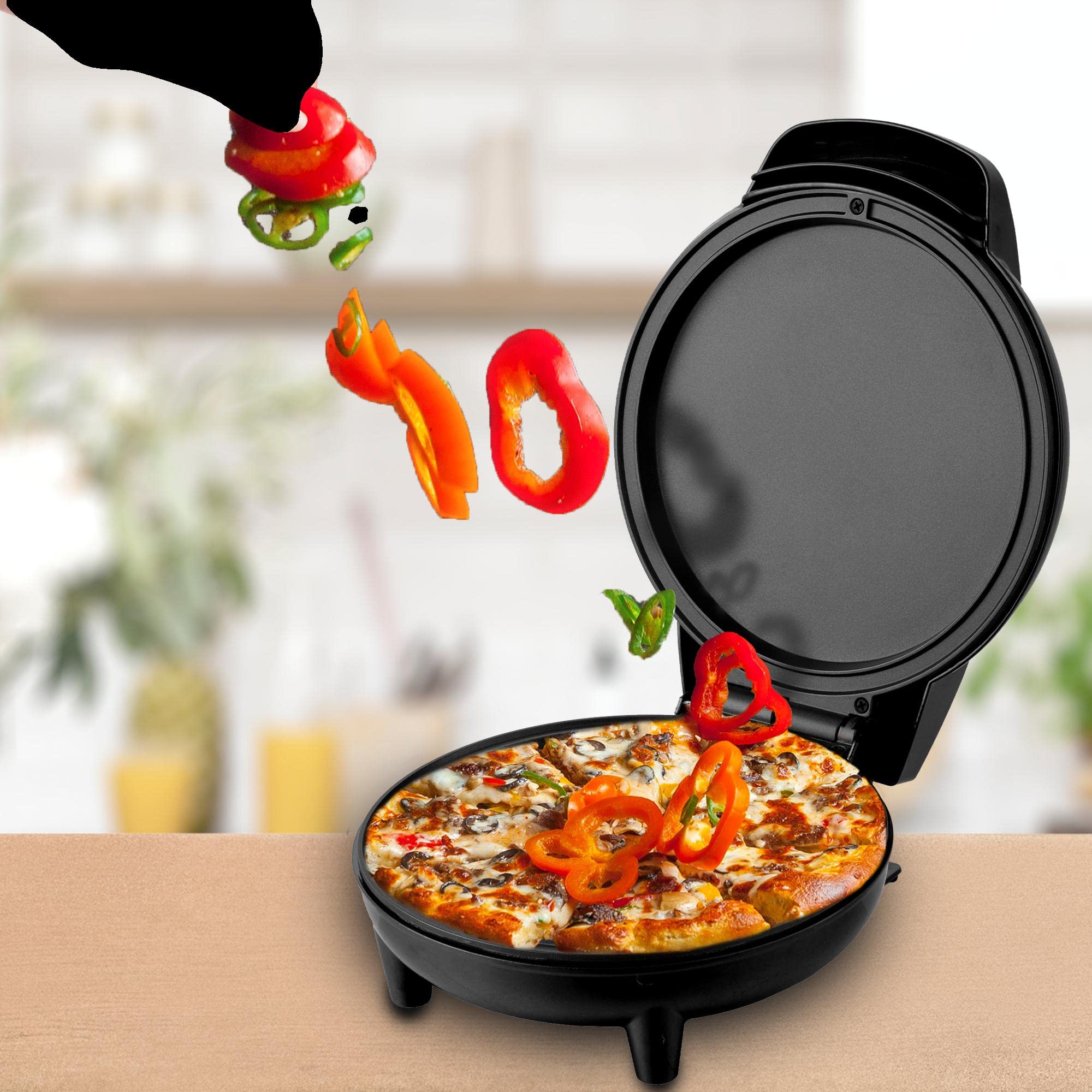 Courant Griddle/Mini Oven Compact Griddle 7-inch Personal Griddle/Pizza Maker Black