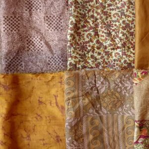 VINTAGEFABULOZ 15 Pcs 12"*20" Vintage Silk Sari Brown Fabric Scrap Remnant's for Journal Scrapbook Craft Project Jewelry Applique DIY Gift Wrap