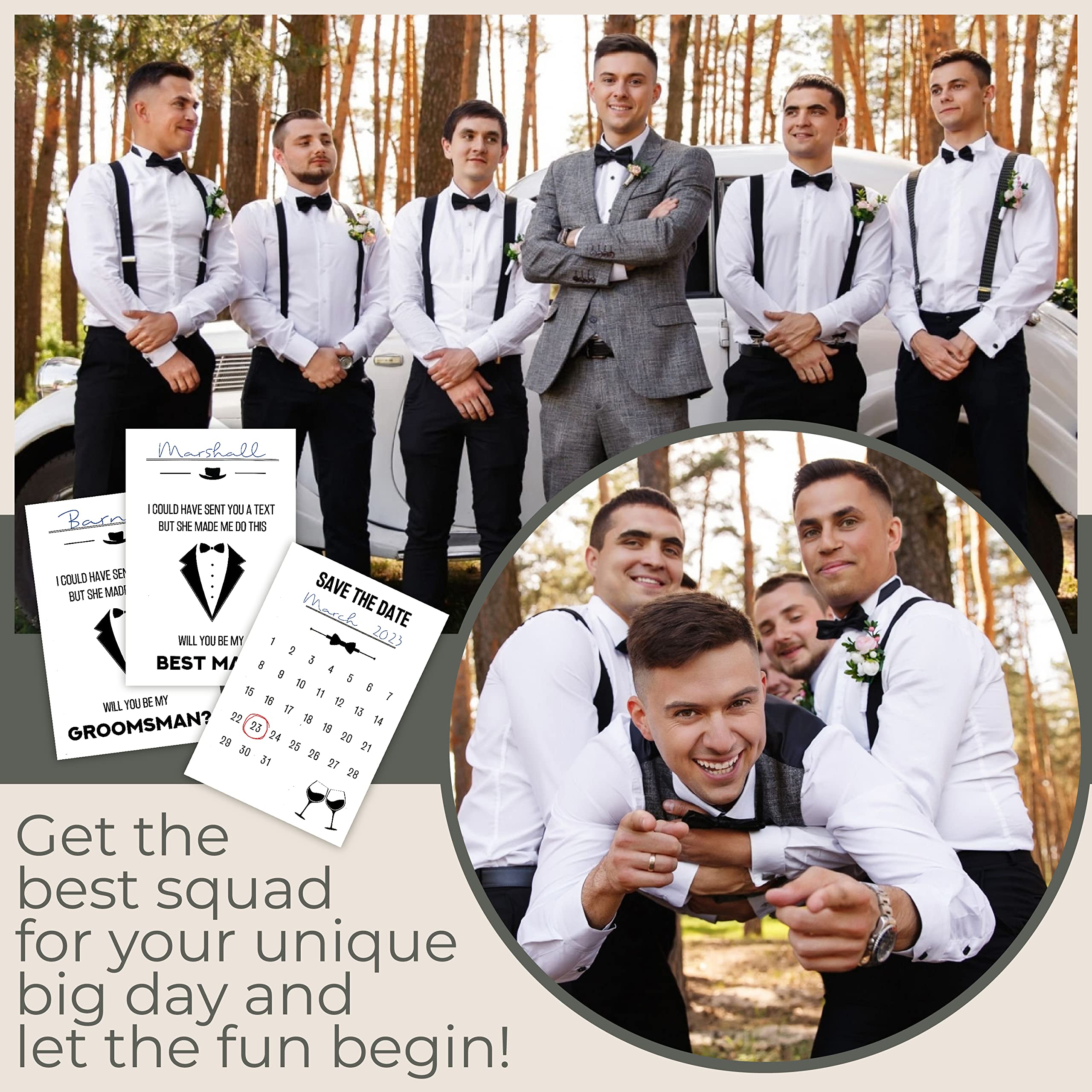 STOFINITY 10 Groomsmen Proposal Cards Set - 8 Will You Be My Groomsman Proposal Gifts for Wedding, 2 Best Man Proposal Gifts, Funny Asking Groomsman Card, Suit Up Groomsmen Gift Box Invitation Ideas