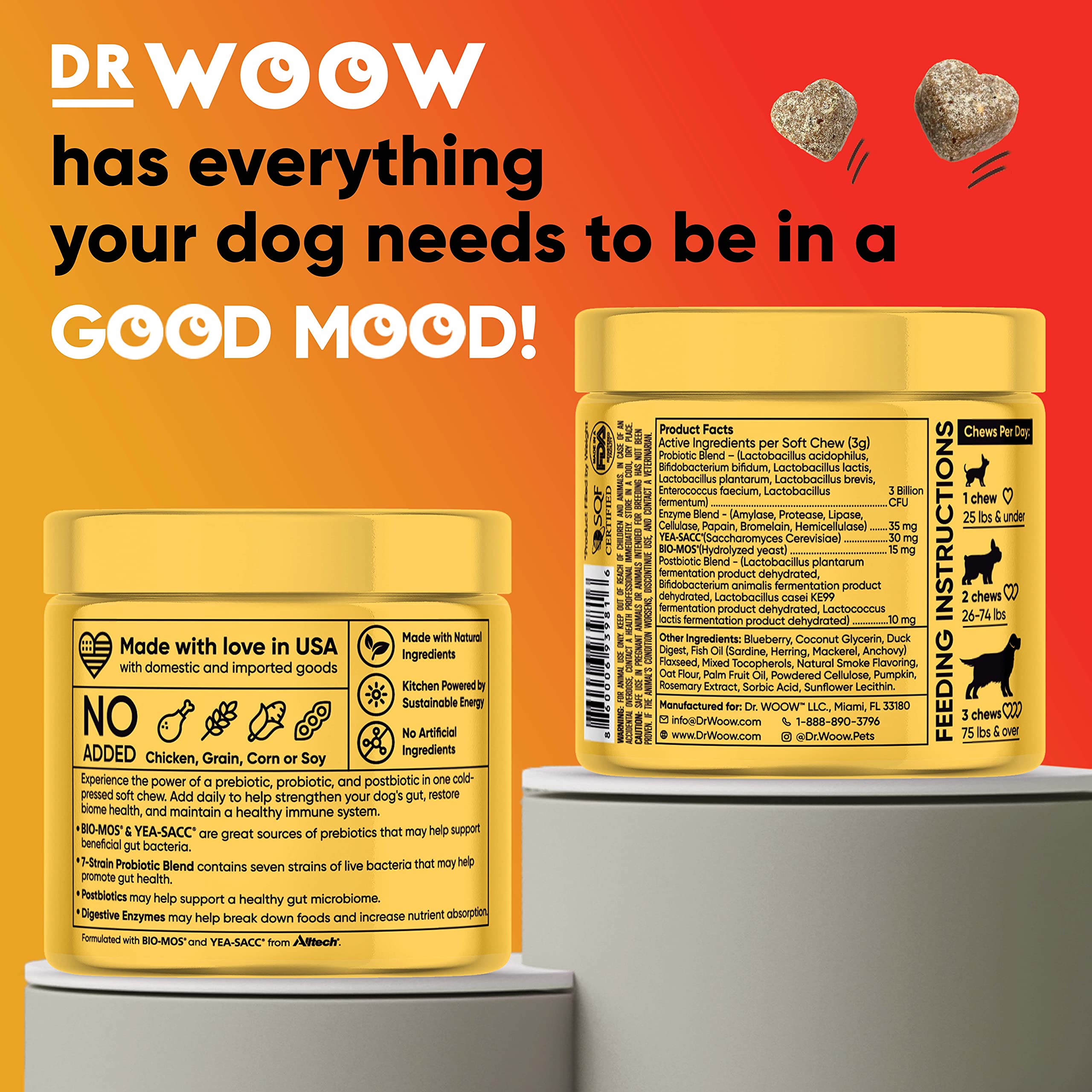 Dr Woow Probiotics for Dogs + Allergy Support Soft Chew Supplement Bundle - Prebiotics, Digestive Enzymes, Salmon Oil & Omega 3 Fish Oil, Itch Relief for Dogs, hot Spots and Postbiotic for Dogs