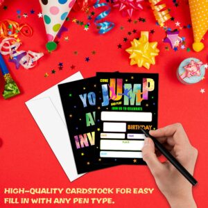 Trampoline Birthday Party Invitation, Bounce House, Jump Zone Fill-In Invites For Men & Women, 20 Invitations With Envelopes(4" X 6")，Personalized Adults Party Favors Decorations And Supplies-20