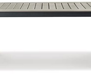 Signature Design by Ashley Mount Valley Contemporary Outdoor Dining Table with Umbrella Option, Light Gray & Black