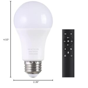 MXhme A19 LED Light Bulbs with Remote Control, 800LM 9W, 60W Equivalent LED Bulbs,Stepless Dimmable 3000K-6000K,E26 Base,CRI 80+,2.4GHz,25000+ Hours Lifespan,Light Bulb for Home Decor,1Bulb&1Remote