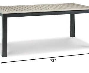 Signature Design by Ashley Mount Valley Contemporary Outdoor Dining Table with Umbrella Option, Light Gray & Black