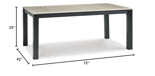 Signature Design by Ashley Mount Valley Contemporary Outdoor Dining Table with Umbrella Option, Light Gray & Black