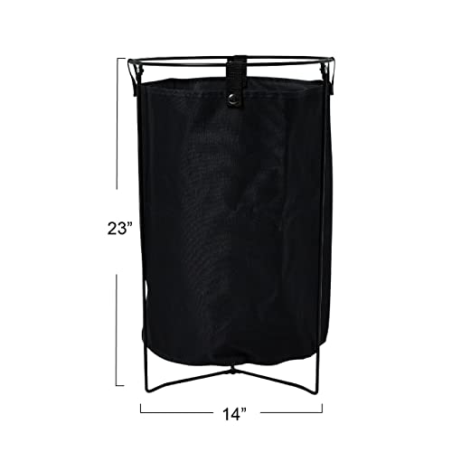 Household Essentials Metal Wire Frame Laundry Hamper with Removable Canvas Bag, Black