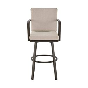 Don 30" Outdoor Patio Swivel Bar Stool in Brown Aluminum with Cushions