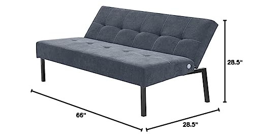 Panana 3 Seater Sofa Bed,Click Clack Armless Sofabed Fabric Couch Recliner,Choice of Colours (Grey)