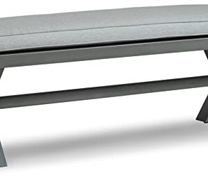 Signature Design by Ashley Elite Park Casual Outdoor Aluminum Bench with Cushion, Gray