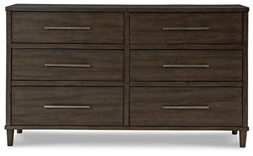 Signature Design by Ashley Wittland Mid-Century Modern 6 Drawer Dresser, Dark Brown