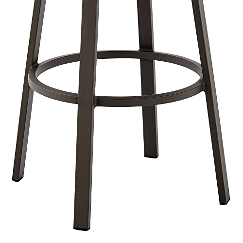 Don 30" Outdoor Patio Swivel Bar Stool in Brown Aluminum with Cushions