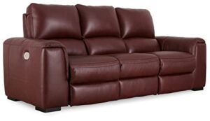 signature design by ashley alessandro contemporary leather power reclining sofa with adjustable headrest, red