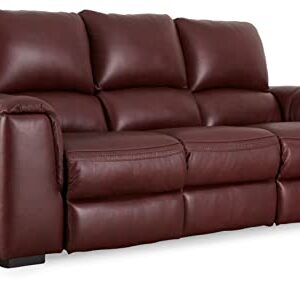 Signature Design by Ashley Alessandro Contemporary Leather Power Reclining Sofa with Adjustable Headrest, Red