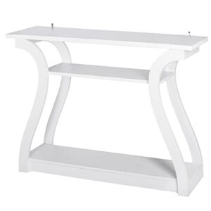 ZENY Console Table, Entryway Table with 3 Tier Storage Shelves, Narrow Long Sofa Table for Entryway, Living Room, Hallway, Couch, Foyer, White