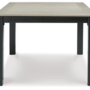 Signature Design by Ashley Mount Valley Contemporary Outdoor Dining Table with Umbrella Option, Light Gray & Black