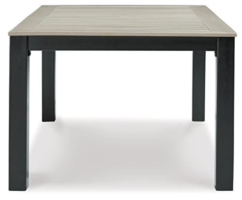 Signature Design by Ashley Mount Valley Contemporary Outdoor Dining Table with Umbrella Option, Light Gray & Black