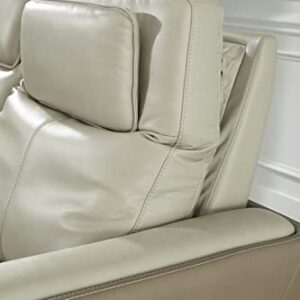 Signature Design by Ashley Battleville Contemporary Leather Power Reclining Loveseat with Adjustable Headrest, Light Gray