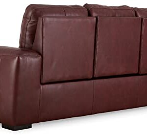 Signature Design by Ashley Alessandro Contemporary Leather Power Reclining Sofa with Adjustable Headrest, Red