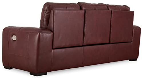 Signature Design by Ashley Alessandro Contemporary Leather Power Reclining Sofa with Adjustable Headrest, Red