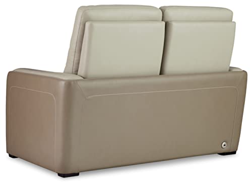 Signature Design by Ashley Battleville Contemporary Leather Power Reclining Loveseat with Adjustable Headrest, Light Gray