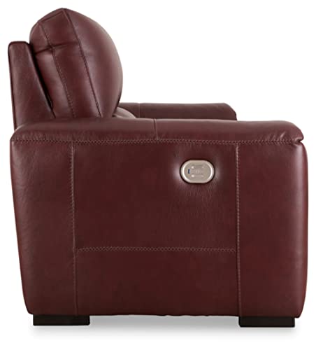 Signature Design by Ashley Alessandro Contemporary Leather Power Reclining Sofa with Adjustable Headrest, Red