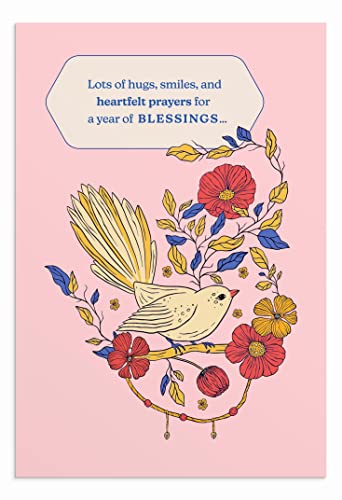 DaySpring - Birthday Birds - 4 Botanical Bird Designs Assortment with Scripture - 12 Happy Birthday Boxed Cards & Envelopes (U0056)