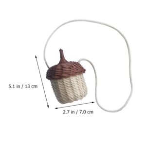 DOITOOL Hand Woven Rattan Basket Cute Acorn Shaped Basket Shoulder Basket Bag Kids Crossbody Bag Wall Hanging Basket Farmhouse Decoration