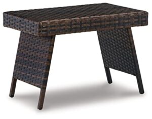 signature design by ashley kantana casual outdoor end table, dark brown