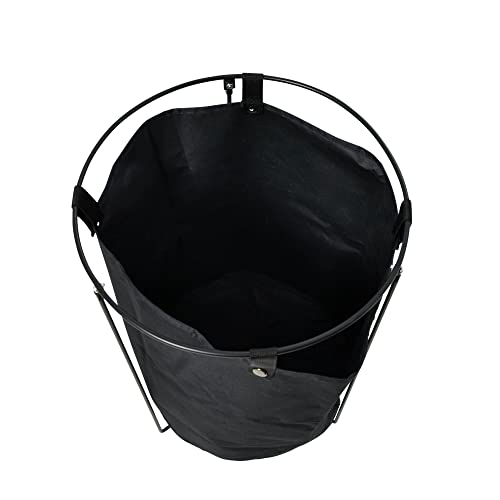 Household Essentials Metal Wire Frame Laundry Hamper with Removable Canvas Bag, Black