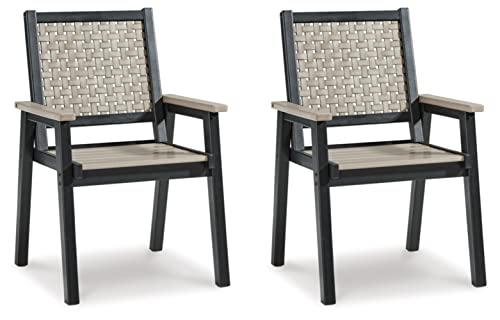 Signature Design by Ashley Mount Valley Arm Chair, 2 Count, Light Brown & Black