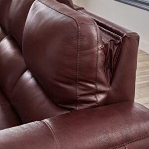 Signature Design by Ashley Alessandro Contemporary Leather Power Reclining Sofa with Adjustable Headrest, Red