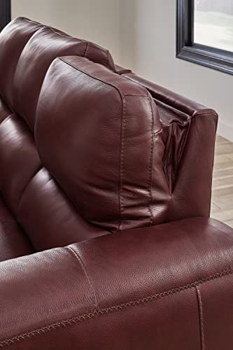 Signature Design by Ashley Alessandro Contemporary Leather Power Reclining Sofa with Adjustable Headrest, Red