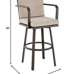 Don 30" Outdoor Patio Swivel Bar Stool in Brown Aluminum with Cushions