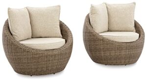 signature design by ashley danson swivel lounge with cushion, 2 count, light brown