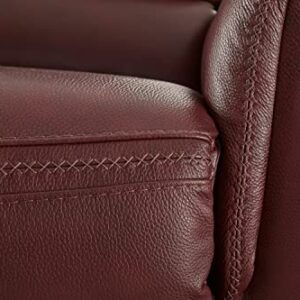 Signature Design by Ashley Alessandro Contemporary Leather Power Reclining Sofa with Adjustable Headrest, Red