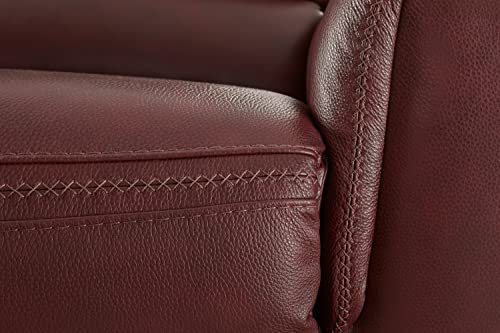 Signature Design by Ashley Alessandro Contemporary Leather Power Reclining Sofa with Adjustable Headrest, Red